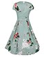 billige Kjoler med trykt mønster-Dame Strand Vintage / Gatemote Bomull Swing Kjole - Blomstret, Flettet V-hals Knelang