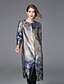 cheap Women&#039;s Coats &amp; Trench coats-JOJO HANS Women&#039;s Plus Size / Daily Casual CoatPrint Round Neck Long Sleeve Fall / Winter Gray Linen