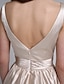 Недорогие Платья для подружек невесты-трапециевидное платье для подружки невесты с вырезом «лодочка» без рукавов колор-блок длиной до колена эластичный атлас с поясом/лентой