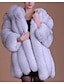 olcso Női kabátok és ballonkabátok-Casual/hétköznapi Egyszerű Téli-Női Szőrmekabát,Egyszínű Hosszú ujj Szürke Műszőrme Vastag