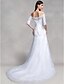 cheap Wedding Dresses-Wedding Dresses Mermaid / Trumpet Strapless Half Sleeve Sweep / Brush Train Lace Bridal Gowns With Appliques 2023 Summer Wedding Party, Women&#039;s Clothing