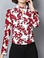 cheap Women&#039;s Tops-Women&#039;s Daily Vintage Fall T-shirt,Floral Stand Long Sleeves Polyester