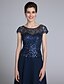 cheap Mother of the Bride Dresses-Sheath / Column Mother of the Bride Dress Sparkle &amp; Shine Scoop Neck Floor Length Chiffon Short Sleeve No with Sequin 2023