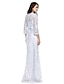 cheap Mother of the Bride Dresses-Sheath / Column Mother of the Bride Dress Elegant Bateau Neck Floor Length All Over Lace 3/4 Length Sleeve with Sash / Ribbon Bow(s) 2021