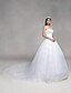 cheap The Wedding Store-Ball Gown Wedding Dresses Sweetheart Neckline Sweep / Brush Train Tulle Over Lace Strapless Country Glamorous Sparkle &amp; Shine Backless with Bowknot Beading Sequin 2022