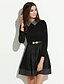 cheap Women&#039;s Dresses-Women&#039;s Daily Slim Sheath Skater Dress - Solid Colored Shirt Collar Spring Black L XL XXL