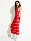 preiswerte Damenkleider-Damen Hülle Kleid-Ausgehen Street Schick Druck U-Ausschnitt Maxi Ärmellos Rot / Grau Polyester Sommer
