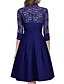 cheap Women&#039;s Dresses-Women&#039;s Skater Solid Colored Lace Cut Out All Seasons Shirt Collar Vintage Street chic Work Lace Wine Black Royal Blue Cyan S M L XL XXL