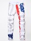 cheap Men&#039;s Pants-Men&#039;s Vintage Plus Size Casual / Daily Straight Loose Jeans Pants - Print Patchwork Cotton Linen White
