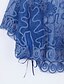 billige Bluser og skjorter til kvinner-Polyester Blå Tynn Tre-kvart ermer,Båthals Bluse Broderi Sommer Vintage / Gatemote Ut på byen Kvinner