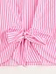 abordables Tops de tallas grandes-Mujer Blusa A Rayas Escote Barco Rosa Azul Diario Ropa Algodón / Verano / Manga Larga