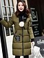 cheap Women&#039;s Puffer&amp;Parka-Women&#039;s Casual / Daily / Plus Size Simple Print Long Padded, Polyester Long Sleeve Winter Army Green