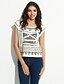cheap Women&#039;s T-shirts-MizhenWomen&#039;s Print White T-shirt,Round Neck Short Sleeve