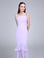 cheap Bridesmaid Dresses-Fit &amp; Flare Bridesmaid Dress Spaghetti Strap Sleeveless Elegant Floor Length Chiffon with Ruched