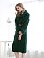cheap Women&#039;s Dresses-MASKED QUEEN Women&#039;s Daily Simple Sweater DressSolid Turtleneck Midi Long Sleeve Green Cotton Fall / Winter Mid Rise Micro-elastic Medium