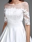 olcso Menyasszonyi ruhák-Esküvői ruhák Báli ruha Illusion nyak Féhosszú Katedrális uszály Szatén Menyasszonyi ruhák Val vel Ráncolt Flitter 2023