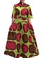 ieftine Costume din Două Piese-Dame Guler Cămașă Set Fustă Costume Elegant Vintage,Imprimeu ½ Lungime Manșon Toamnă / Iarnă-Roșu / Verde Opac Poliester
