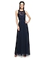 cheap Bridesmaid Dresses-A-Line Jewel Neck Floor Length Chiffon / Lace Bridesmaid Dress with Sequin / Sash / Ribbon