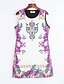 cheap Mini Dresses-Women&#039;s Sheath Dress Sleeveless Floral Spring Summer Boho Work White S M L / Mini