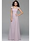 cheap Bridesmaid Dresses-A-Line Off Shoulder Floor Length Chiffon Bridesmaid Dress with Beading / Draping / Side Draping by LAN TING BRIDE®