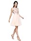 cheap Special Occasion Dresses-A-Line Boat Neck Knee Length Tulle Cocktail Party Dress with Appliques / Bow(s) by TS Couture®