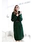 cheap Women&#039;s Dresses-MASKED QUEEN Women&#039;s Daily Simple Sweater DressSolid Turtleneck Midi Long Sleeve Green Cotton Fall / Winter Mid Rise Micro-elastic Medium