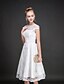cheap Bridesmaid Dresses-A-Line Bridesmaid Dress Jewel Neck Short Sleeve Sexy Knee Length Lace with Sash / Ribbon 2021