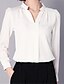 baratos Tops em tamanhos grandes-Mulheres Camisa Social Cor Sólida Decote V Formal Trabalho Manga Longa Blusas Branco Preto Rosa claro / Manga Princesa