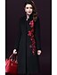 economico Cappotti e trench da donna-Cappotto Da donna Casual Taglie forti Inverno Semplice,Ricamato Lana Rosso Nero Manica lunga Spesso