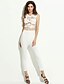 cheap Women&#039;s Jumpsuits-Women&#039;s Jumpsuit Mesh Lace Solid Colored Crew Neck Party Skinny Sleeveless White Black Red S M L Summer