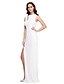 זול שמלות ערב-Sheath / Column Celebrity Style Dress Holiday Cocktail Party Floor Length Sleeveless Jewel Neck Stretch Satin with Split Front 2024