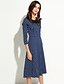 cheap Vintage Dresses-Women&#039;s Work Casual A Line Dress - Polka Dot Bow Fall Cotton Navy Blue Red Wine L XL XXL