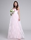 cheap Bridesmaid Dresses-Sheath / Column Bridesmaid Dress Strapless Sleeveless Elegant Floor Length Lace / Tulle with Lace / Sash / Ribbon / Criss Cross