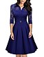 cheap Women&#039;s Dresses-Women&#039;s Skater Solid Colored Lace Cut Out All Seasons Shirt Collar Vintage Street chic Work Lace Wine Black Royal Blue Cyan S M L XL XXL