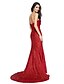 cheap Evening Dresses-Mermaid / Trumpet Sweetheart Neckline Court Train Sequined Sparkle &amp; Shine Formal Evening Dress with Crystal Brooch / Ruched by TS Couture®
