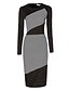 cheap Women&#039;s Dresses-Women&#039;s Sheath Dress,Striped Round Neck Midi Long Sleeve Cotton Fall Mid Rise Micro-elastic Medium