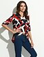 baratos Blusas e Camisas de mulher-Mulheres Blusa Flor Estampado Gola Redonda