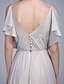 cheap Bridesmaid Dresses-A-Line Bridesmaid Dress V Neck Sleeveless Elegant Sweep / Brush Train Chiffon with Buttons / Criss Cross / Ruffles