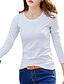 abordables Top pour femme-Tee-shirt Femme,Couleur Pleine Sortie simple Automne Manches Longues Col Arrondi Coton Moyen