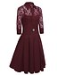 cheap Women&#039;s Dresses-Women&#039;s Skater Solid Colored Lace Cut Out All Seasons Shirt Collar Vintage Street chic Work Lace Wine Black Royal Blue Cyan S M L XL XXL