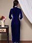 cheap Women&#039;s Dresses-Women&#039;s Velvet Plus Size Daily Chinoiserie Maxi Sheath Dress - Embroidered Split Stand Fall Silk Blue Wine XL XXL XXXL