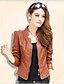 cheap Women&#039;s Furs &amp; Leathers-Women&#039;s Daily Vintage / Street chic Spring / Fall Short Leather Jacket, Solid Colored Stand Long Sleeve PU Black / Brown