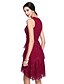 cheap Cocktail Dresses-A-Line Celebrity Style Cute Holiday Cocktail Party Prom Dress Jewel Neck Sleeveless Knee Length Lace Georgette with Lace 2021