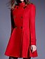 olcso Női kabátok és ballonkabátok-Casual/hétköznapi Egyszerű Téli-Női Kabát,Egyszínű Hosszú ujj Piros Poliészter Közepes vastagságú