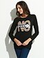 abordables Manteaux &amp; Vestes Femme-Femme Lettre Quotidien Décontracté Sweatshirt Court, Manches Longues Col Arrondi Coton Printemps