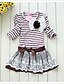 cheap Dresses-Girls&#039; Stripes Striped Patchwork Long Sleeve Dress White