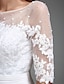 baratos Vestidos de Casamento-Vestidos de noiva De Baile Ilusão Decote Meia Manga Cauda Catedral Cetim Vestidos de noiva Com Franzido Lantejoulas 2023