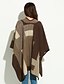 voordelige Damestruien-Dames Dagelijks Street chic Patchwork Lange mouw Grote maten Vleermuismouw  Lang Cloak / Capes, V-hals Winter Wol / Katoen Marineblauw / Rood / Lichtbruin Een maat