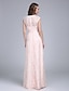 cheap Bridesmaid Dresses-Sheath / Column Bridesmaid Dress V Neck Sleeveless Two Piece Floor Length Lace with Sash / Ribbon