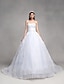 cheap The Wedding Store-Ball Gown Wedding Dresses Sweetheart Neckline Sweep / Brush Train Tulle Over Lace Strapless Country Glamorous Sparkle &amp; Shine Backless with Bowknot Beading Sequin 2022